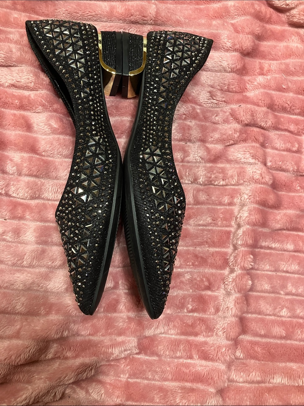Black Embellished Pointed Ballet Flats - Picture 5 of 11